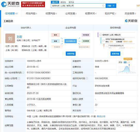 OPPO上海造芯子公司更名哲庫科技，注冊資本增至1億，深化技術(shù)布局